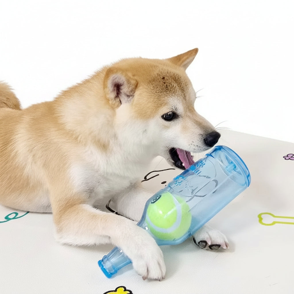 Pet Dog Noise Chewing Toy Beer Bottle with Tennis Ball Dog Toy Squeak Pet Toy Dogs Fun Toys Puzzle Toys