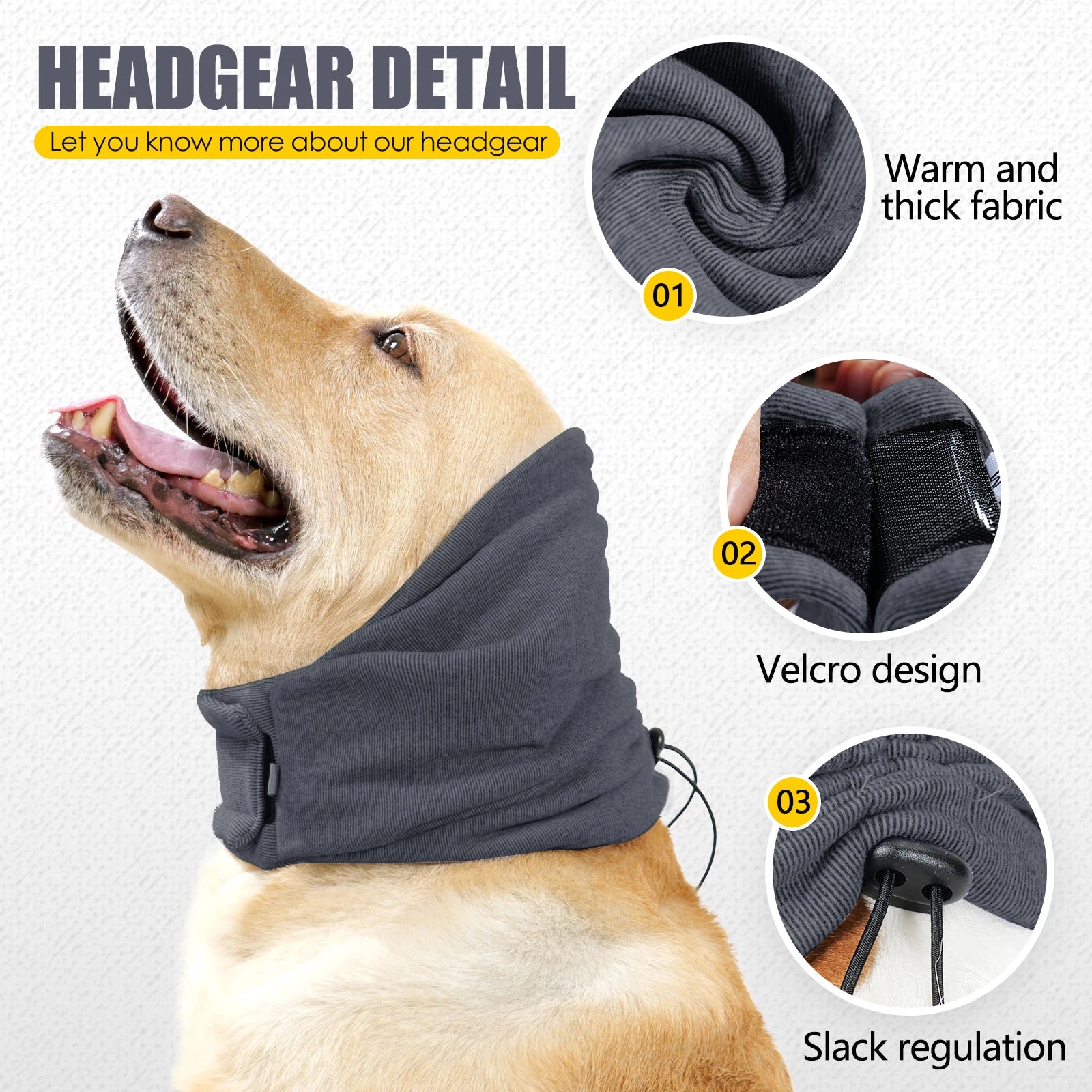Dog Calming Hoodie No Shake Ear Wraps,Dog Ear Head Covers for Noise Reduction & Anxiety Relief,Dog Ear Headband Muffs Head Wraps