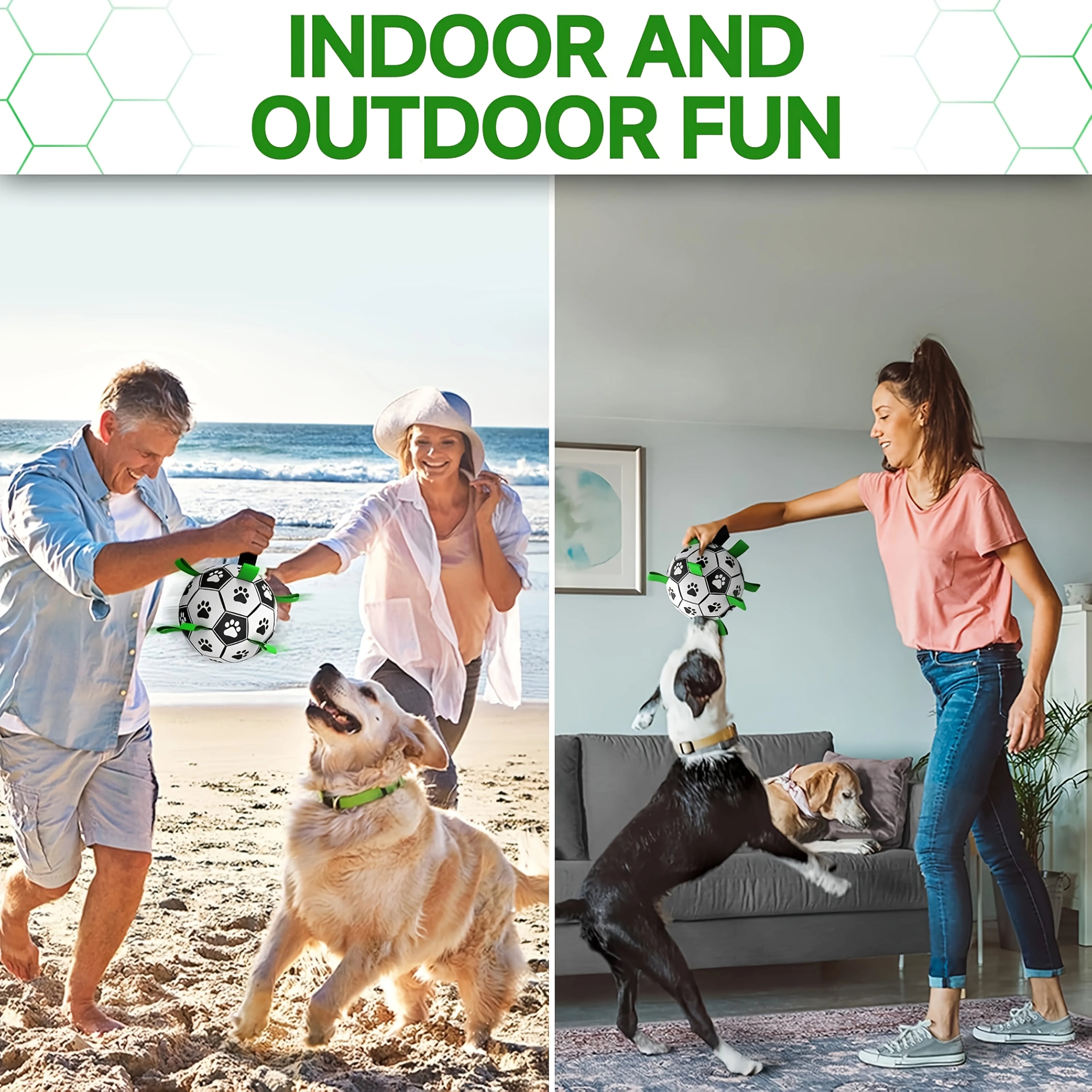 Damaly,Interactive Dog Soccer Toy with a Grip Ring, Durable Water Ball for Dogs, Dog Chasing and Playing Toy, without Battery