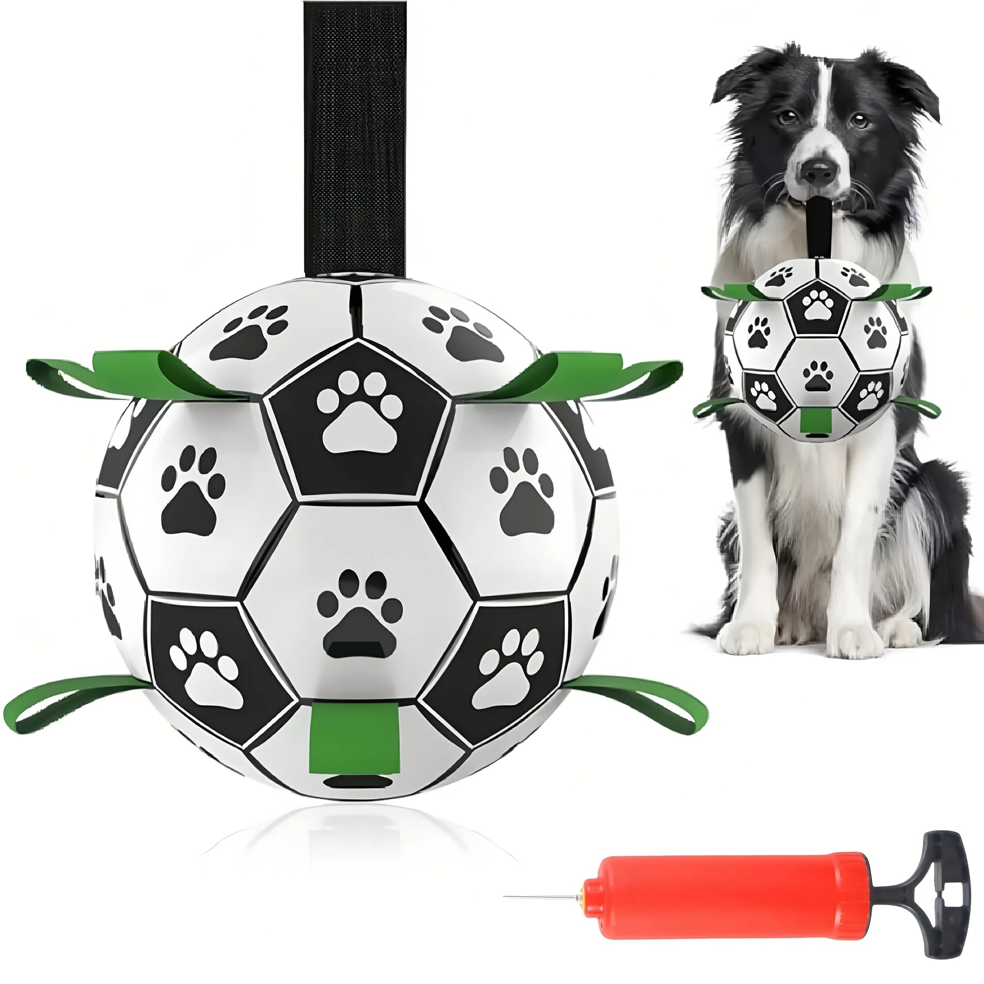 Damaly,Interactive Dog Soccer Toy with a Grip Ring, Durable Water Ball for Dogs, Dog Chasing and Playing Toy, without Battery
